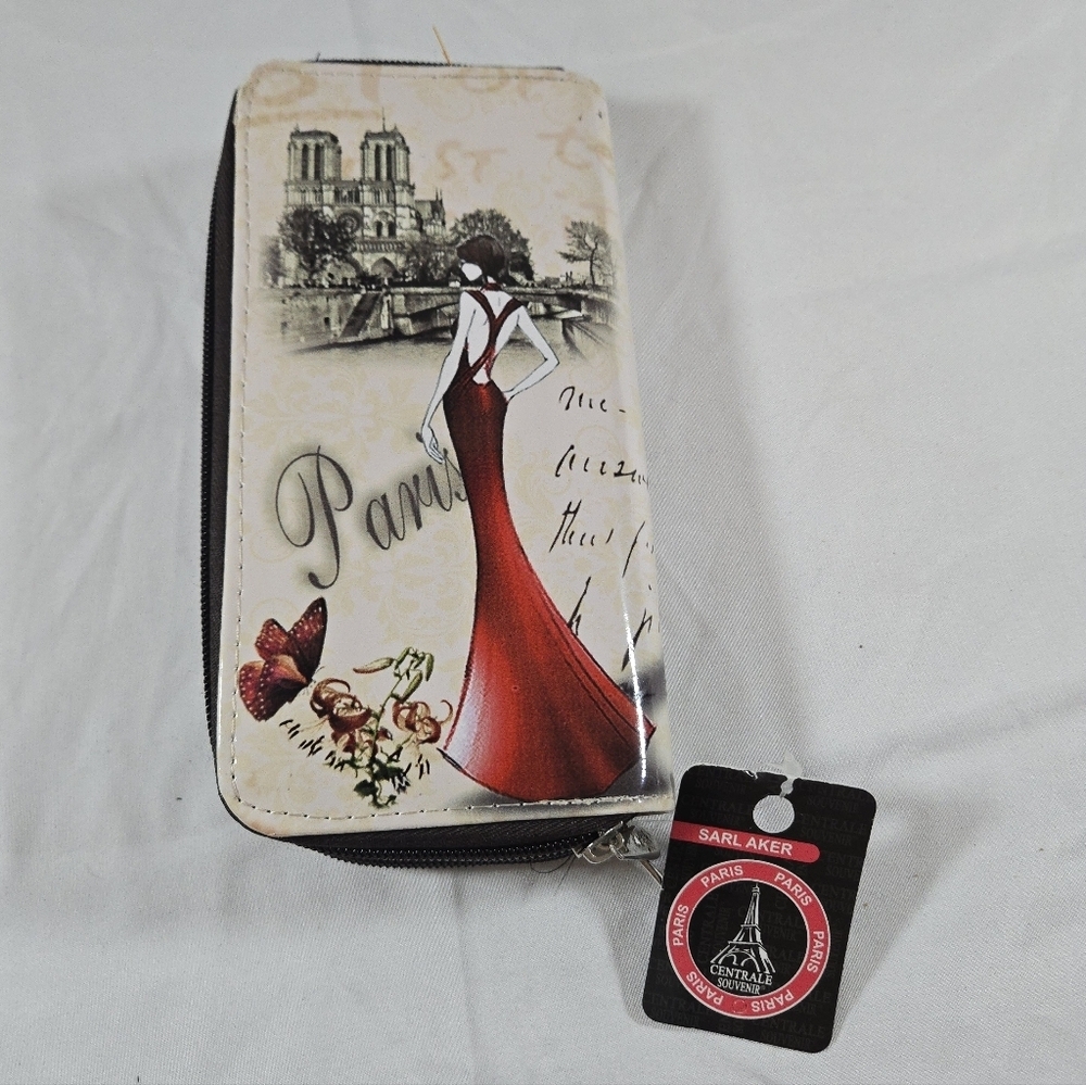 Paris Eiffel Tower Cream and Black Women's Wallet - Picture 2 of 4